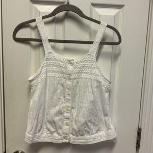 Universal Thread SZ M Romantic Cropped White Crochet Tank Top Cottagecore